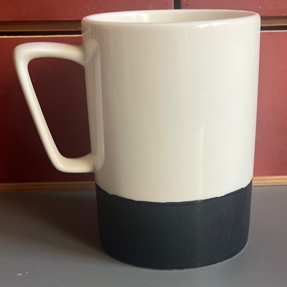 Starbucks 2013 Black & White Dip Stripe Two-Tone Mug 16 oz